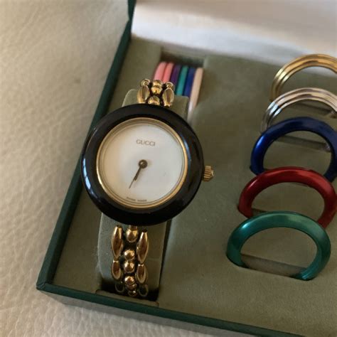 gucci ladies watch changeable bezel|gucci watch replacement bezel.